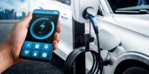EV ultra-fast charging station next to a modern battery pack