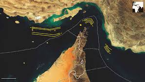 Strait of Hormuz map showing shipping lanes and surrounding countries
